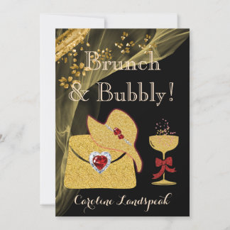 Elegant Black & Gold Brunch & Bubbly Bridal Shower Invitation