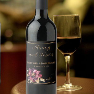 Elegant black gold burgundy  wine label