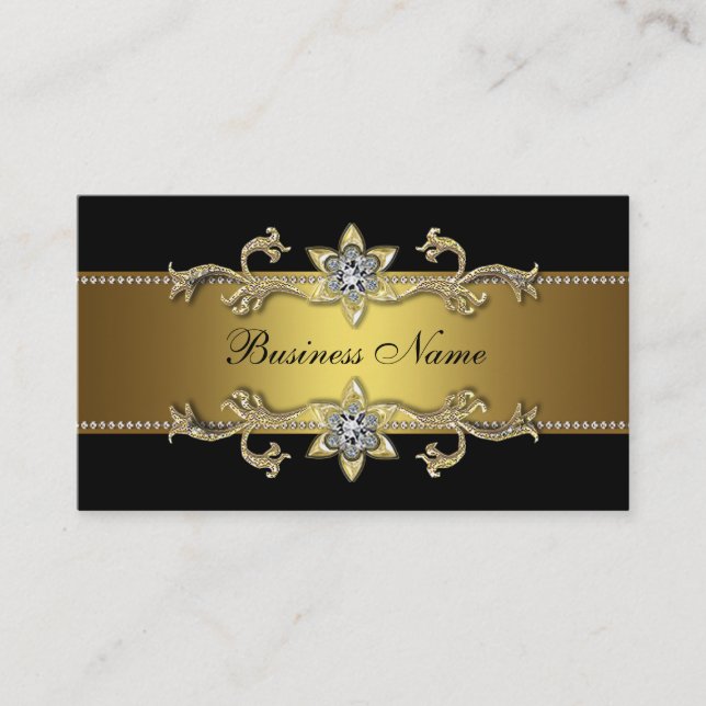 Elegant Black Gold Business Card (Front)