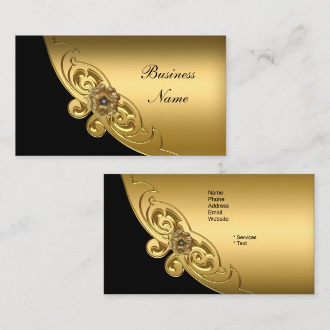 Elegant Black Gold Business Card (Front/Back)