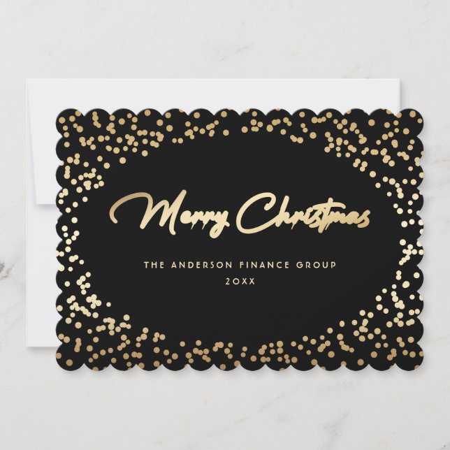 Elegant Black Gold Business Christmas Card (Front)
