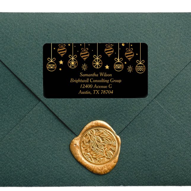 Elegant Black Gold Business Holiday Return Address Label (Creator Uploaded)