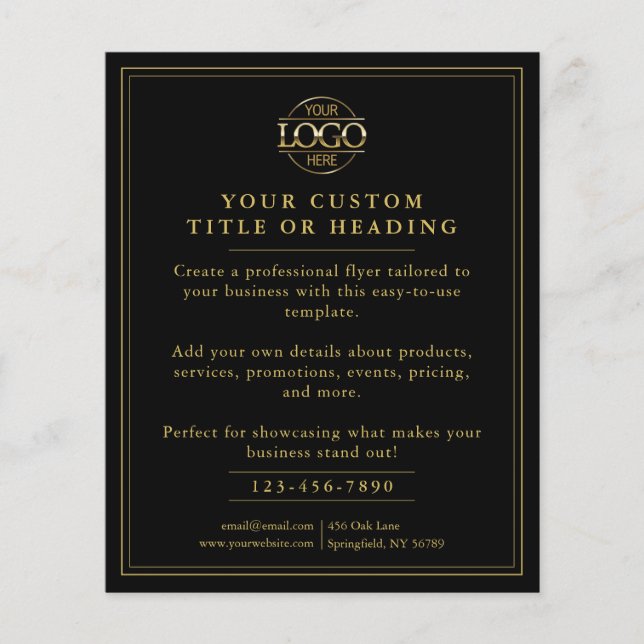 Elegant Black & Gold Business Logo Promotional Flyer (Front)