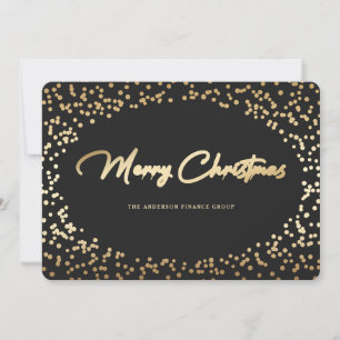 Elegant Black Gold Business Merry Christmas Card