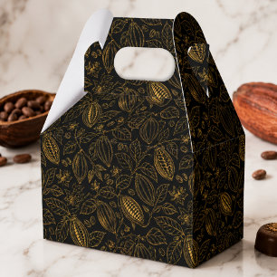 Elegant Black Gold Cacao Flower Fruit Business Favour Box