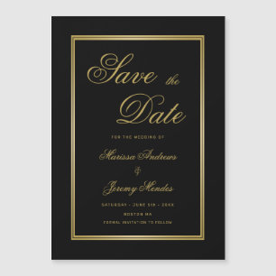 Elegant Black Gold Calligraphy Save the Date