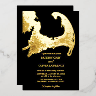Elegant black gold Cape Cod Map Wedding