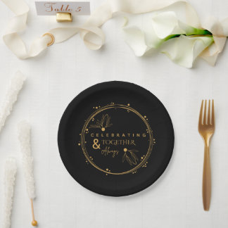 Elegant Black & Gold “Celebrating Together Always” Paper Plate