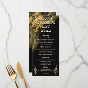 Elegant Black & Gold Champagne Mother's Day Menu
