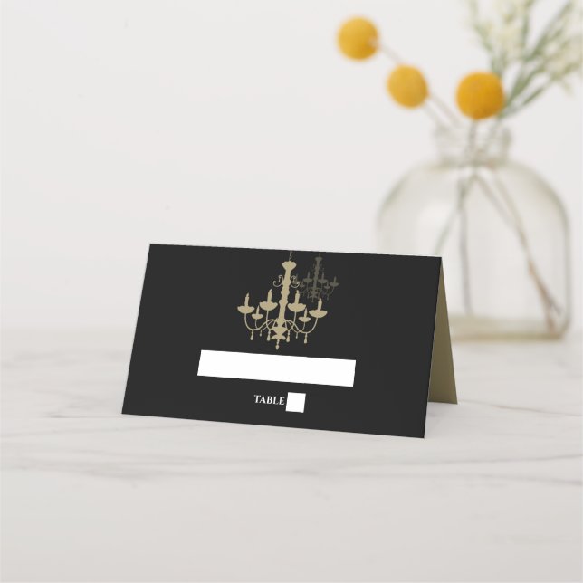 Elegant Black Gold Chandelier Wedding Invitations (Front)
