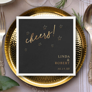 Elegant Black Gold Cheers Wedding Celebrations  Napkin