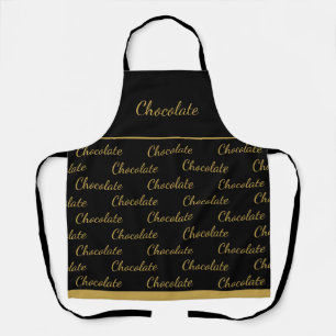 Elegant Black Gold Chocolate Staff Uniform Apron