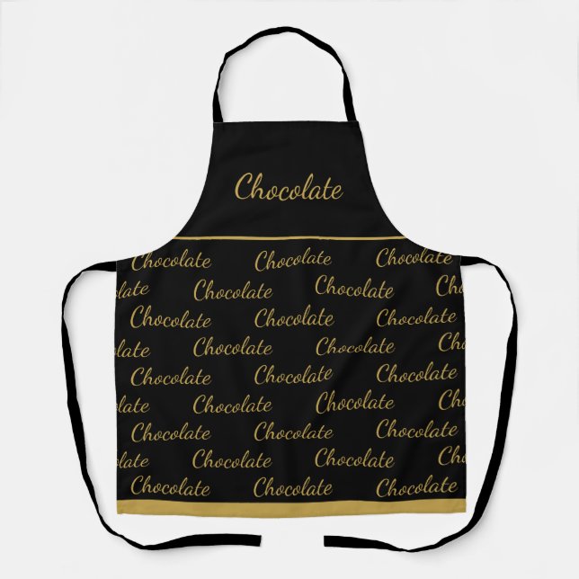 Elegant Black Gold Chocolate Staff Uniform Apron (Front)
