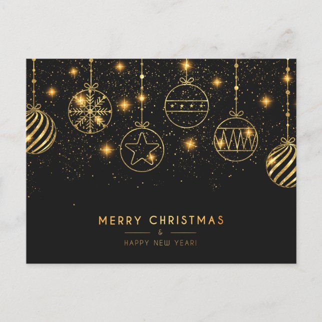 Elegant Black & Gold Christmas Card (Front)