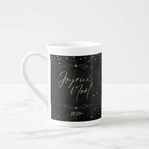 Elegant Black & Gold Christmas Entertaining Bone China Mug