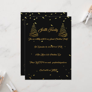 Elegant Black & Gold Christmas Entertaining Invitation
