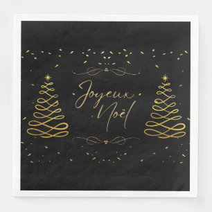 Elegant Black & Gold Christmas Entertaining Napkin