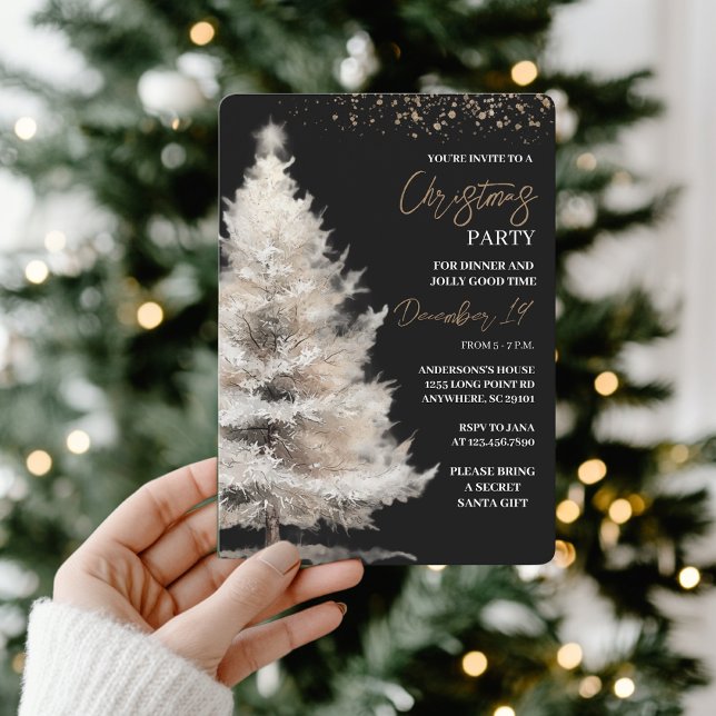 Elegant Black & Gold Christmas Invitation (Creator Uploaded)