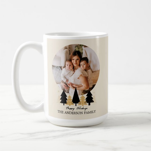 Elegant Black & Gold Christmas Tree Coffee Mug (Left)