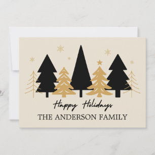 Elegant Black & Gold Christmas Tree Holiday Card