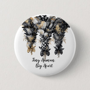 Elegant Black & Gold Christmas Trees 6 Cm Round Badge