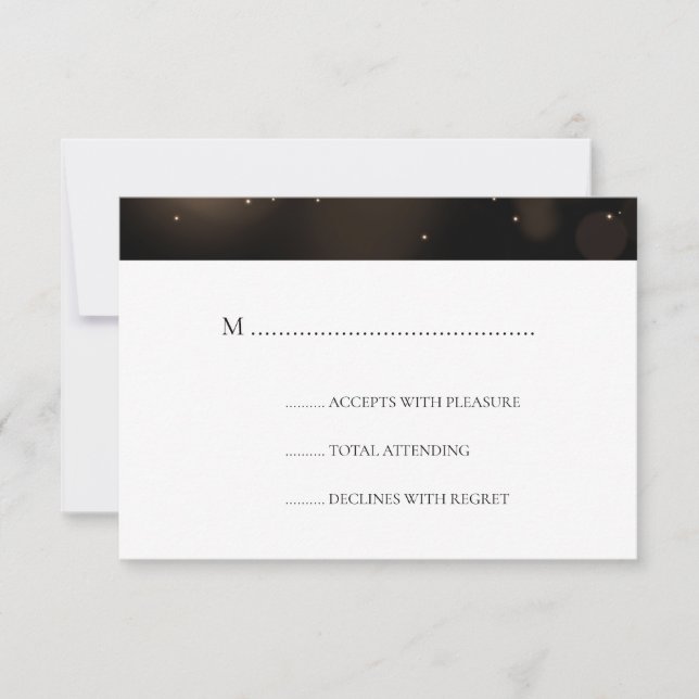 Elegant Black & Gold Christmas Wedding RSVP Card (Front)