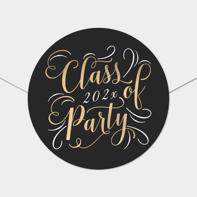 Elegant Black Gold Class of 2025 Graduation Classic Round Sticker (Creator Uploaded)