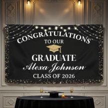 Elegant Black & Gold Class Of 2026 Graduation