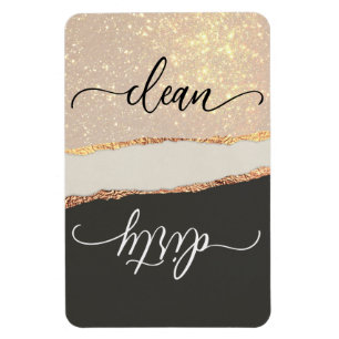 Elegant Black & Gold Clean/Dirty Dishwasher Magnet