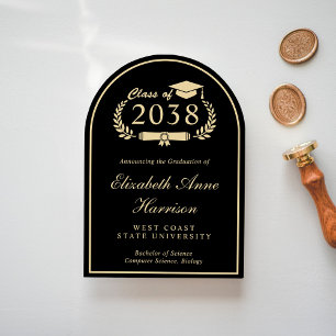 Elegant Black Gold College Graduation Announcement