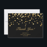 Elegant Black & Gold Confetti 70th Birthday Party Thank You Card<br><div class="desc">Elegant Black & Gold Confetti 70th Birthday Party Thank You Card</div>