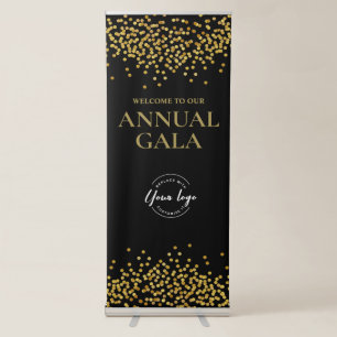 Elegant Black Gold Confetti Company Annual Gala Retractable Banner