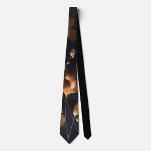 Elegant black gold copper terra cotta floral tie