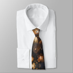 Elegant black gold copper terra cotta floral tie