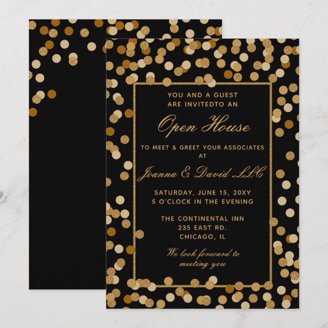Elegant Black Gold Corporate Party  Invitation (Front/Back)