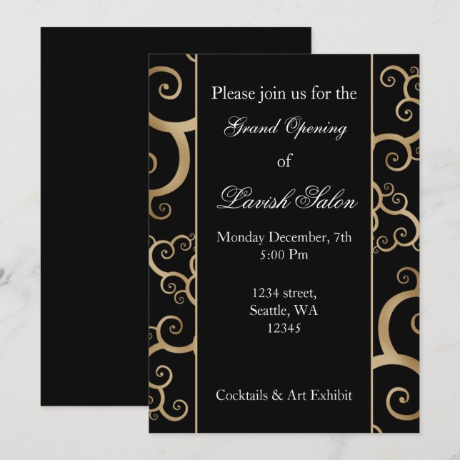 Elegant Black Gold Corporate party Invitation (Front/Back)