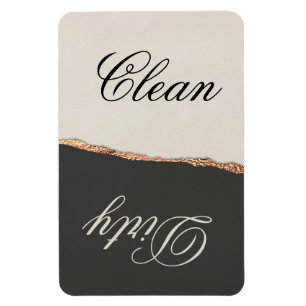 Elegant Black Gold & Cream Clean/Dirty Dishwasher Magnet