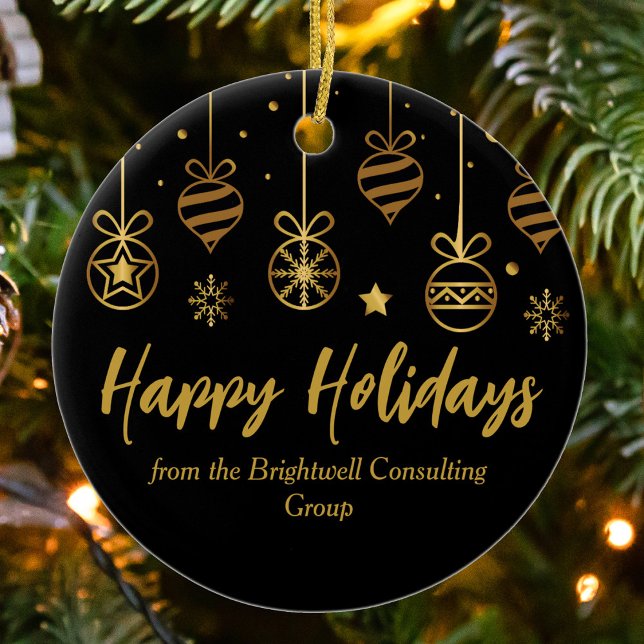 Elegant Black Gold Custom Business Christmas Gift Ceramic Tree Decoration (Creator Uploaded)