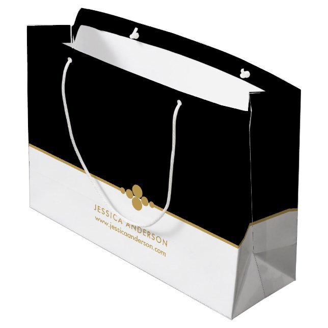 Elegant Black Gold Custom Large Gift Bag (Back Angled)