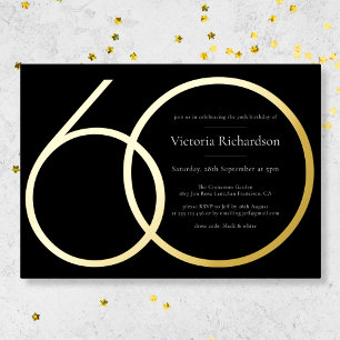 Elegant Black Gold Custom Minimalist 60th Birthday
