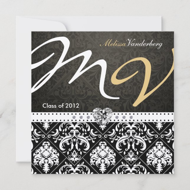 Elegant Black / Gold Damask Class of 2012 Invites (Front)
