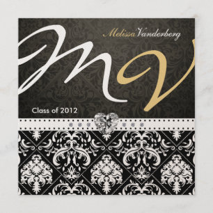 Elegant Black / Gold Damask Class of 2012 Invites