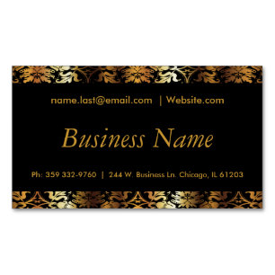 Elegant Black & Gold Damask Magnetic Business Card