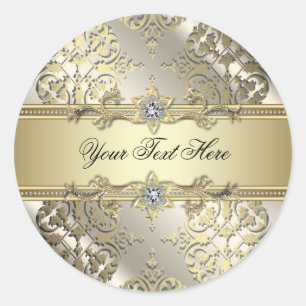 Elegant Black Gold Damask Stickers
