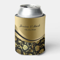 Elegant Black & Gold Damasks Decorative Stripes