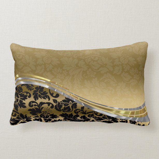 Black And Gold Damask Decorative & Throw Cushions Zazzle UK