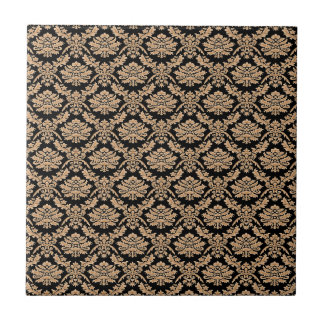 Elegant Black & Gold Demask Classic Deisgn Tile