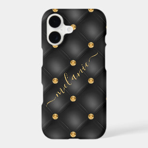 Elegant Black Gold Diamond Tufted Luxury Your Name