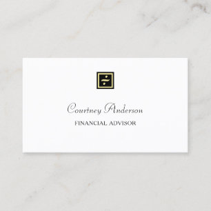 Elegant Black Gold Division Logo Financial Advisor Business Card
