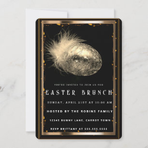 Elegant Black-Gold Easter  Eggs Invitation